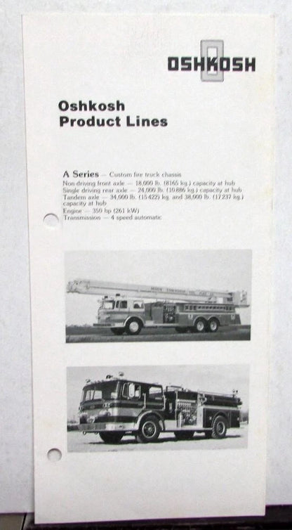 Oshkosh Trucks Pocket Sales Brochure for A B F J L P V M R Series (1978)