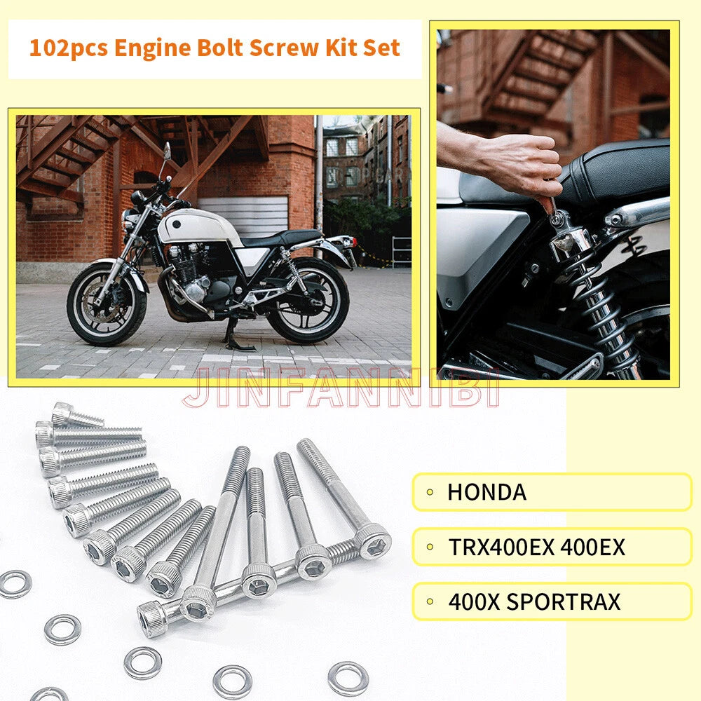 Engine Stainless Steel Bolt Screw Kit for Honda Sportrax 400 TRX400EX (1999–2008)