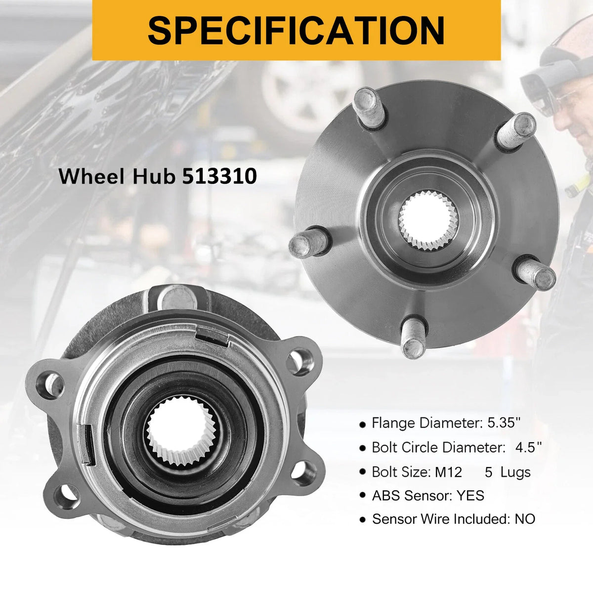 2X Front Wheel Bearing & Hubs 513310 for Nissan Murano (2003–2007)