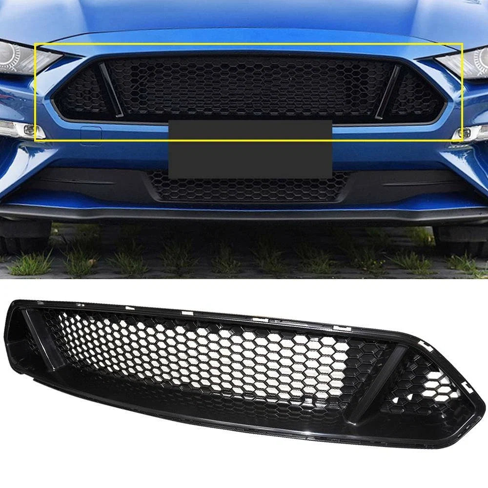 Front Upper Grille Mesh Grill Honeycomb Black ABS for Ford Mustang (2018–2021)