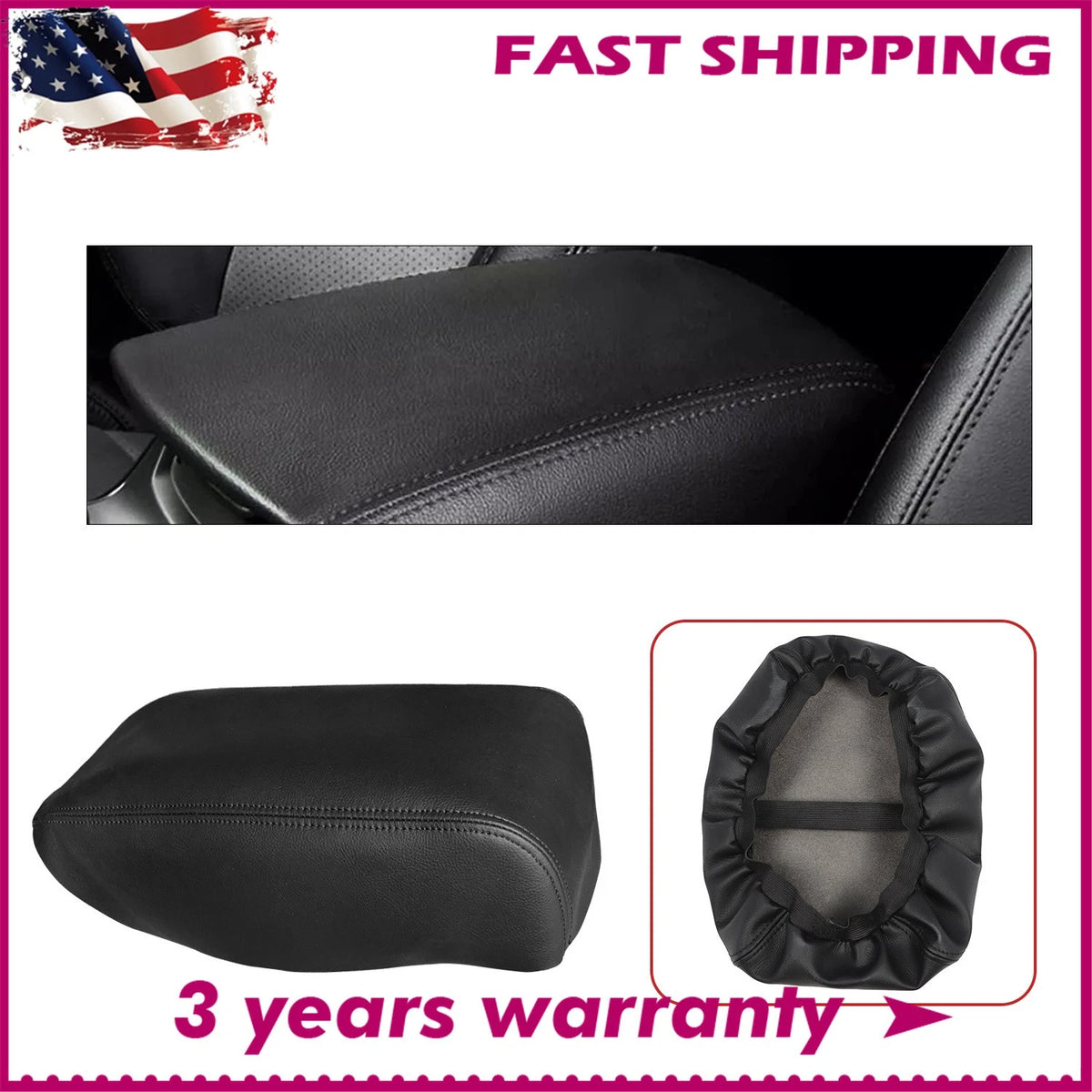 Center Console Armrest Lid Cover for Ford Explorer (2011–2018) Black Leather