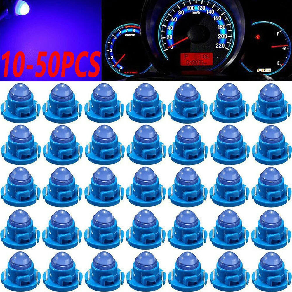 10-50PC 12V Blue T4.7 Wedge LED Bulbs for Instrument Panel Light (Universal)