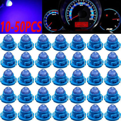 10-50PC 12V Blue T4.7 Wedge LED Bulbs for Instrument Panel Light (Universal)