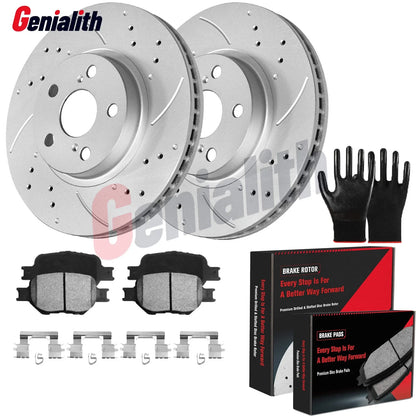 Front Drilled Disc Rotors + Ceramic Brake Pads for Toyota Celica (2000–2005)