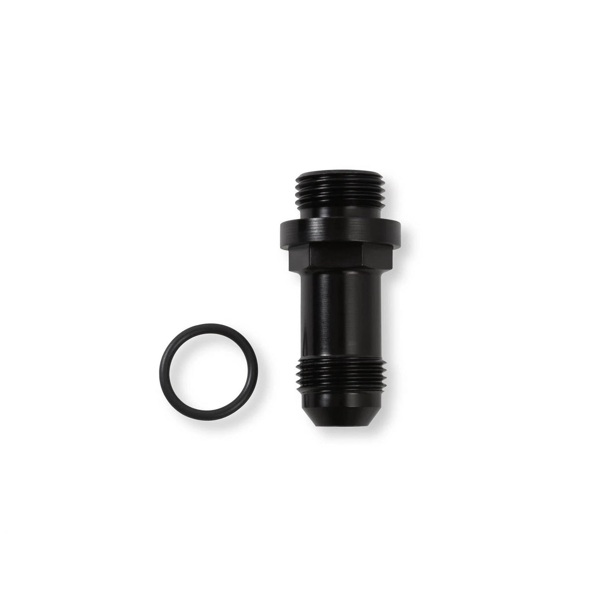 Long Male Fuel Inlet Fitting for Holley (-8 AN, Black) (26-153-1)