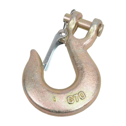 Set of 6 Clevis Slip Hooks 3/8" Heavy Duty Forged Steel with Safety Latch