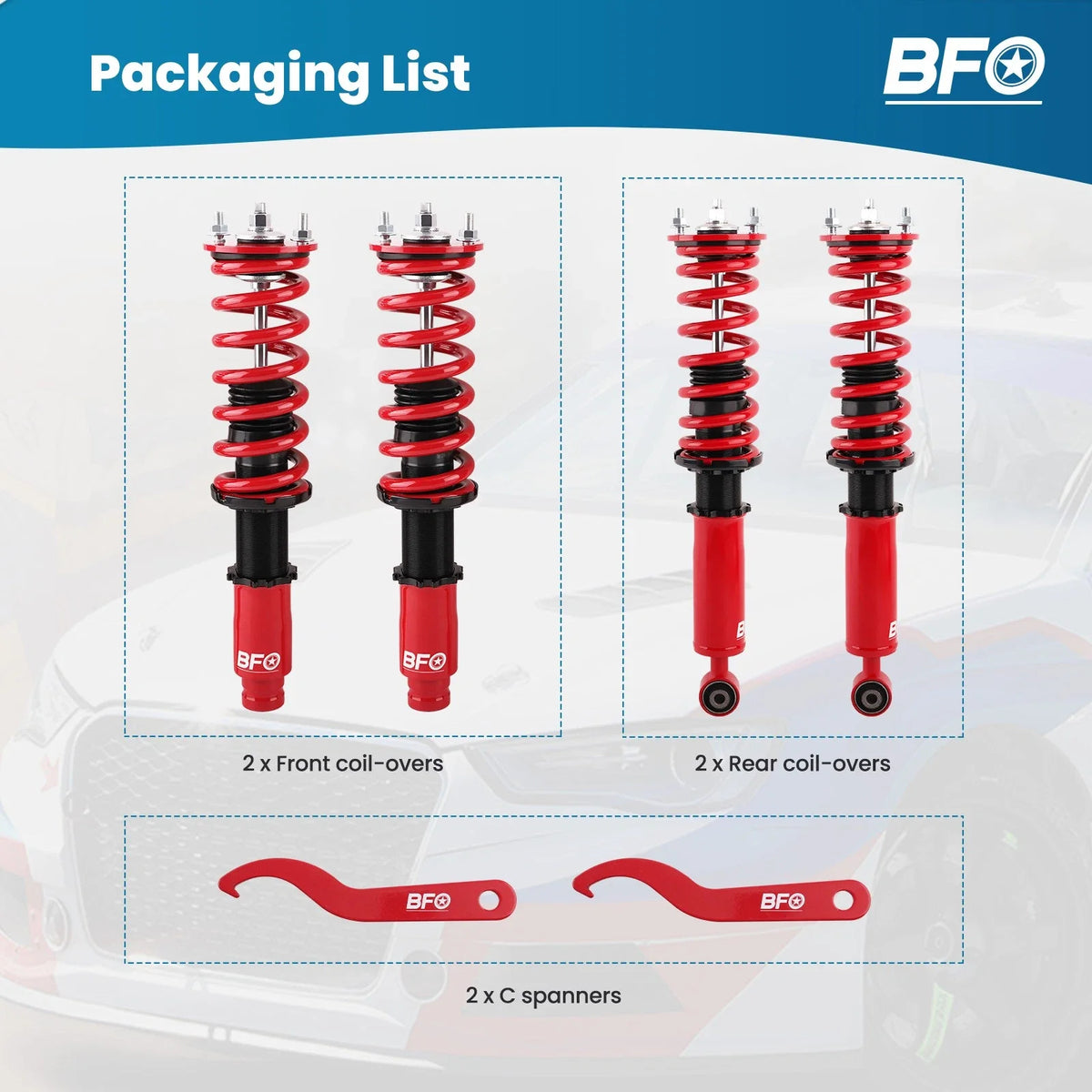 BFO Coilovers Suspension Lowering Kit for Honda CR-V (1997–2001) Adjustable Shocks