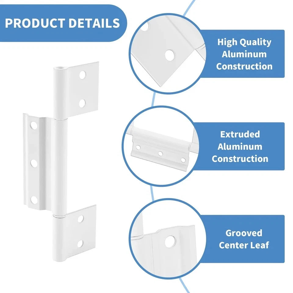 3X Storm Door Hinge for White Aluminum (1/8 inch Grooved Center)