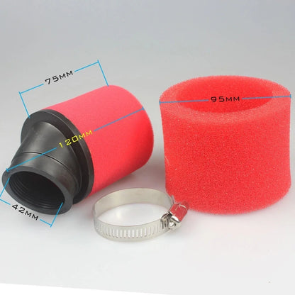 42mm Red Foam Air Filter Cleaner for 125cc 140cc Pit Dirt Bike ATV Motorcycle