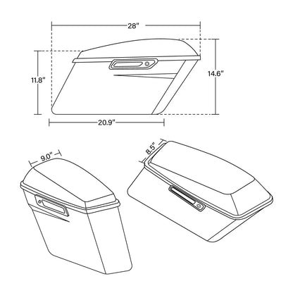 Hard Saddlebags for Harley Road King Electra Glide (2014–2024) Charcoal Pearl