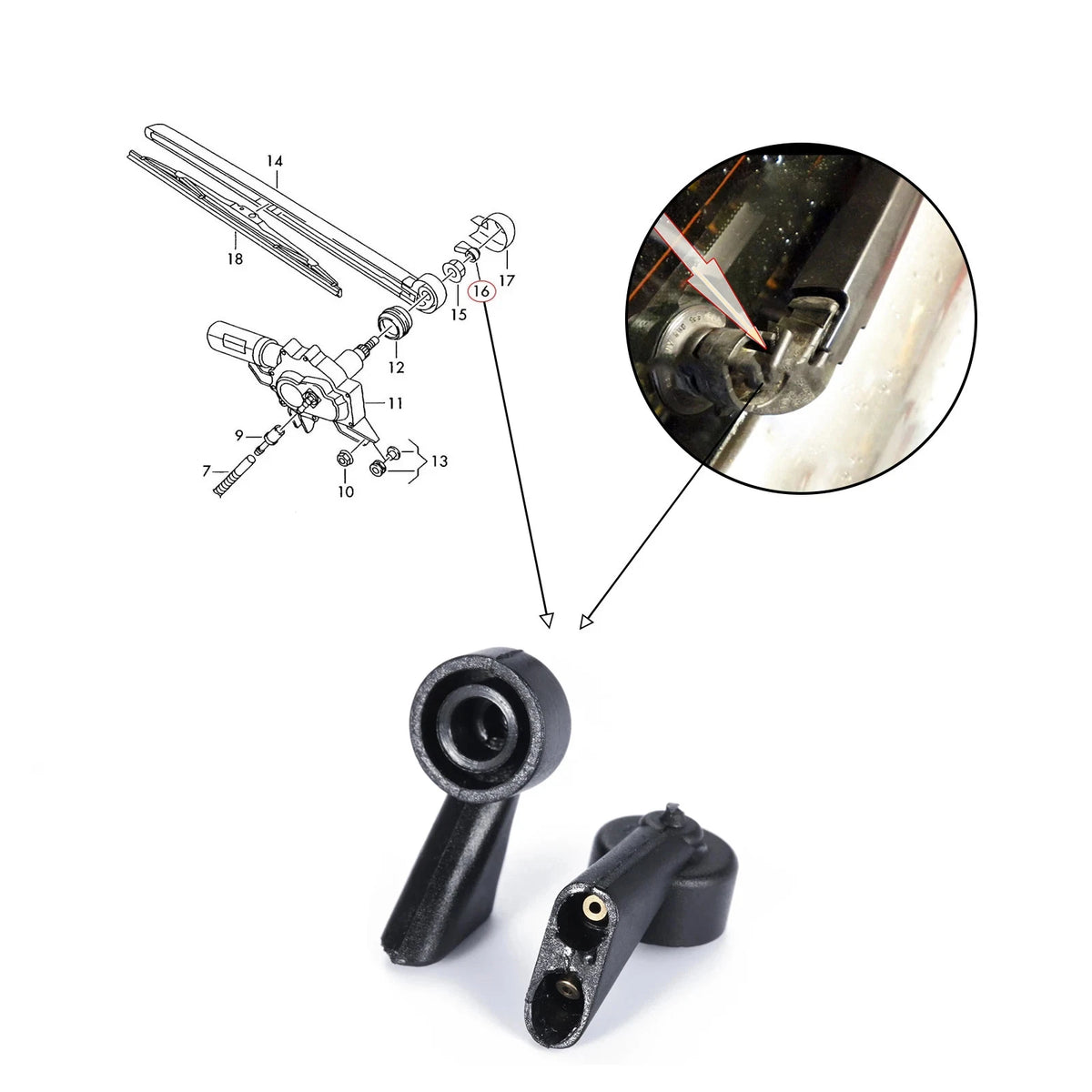 Rear Wiper Washer Nozzles 2pc for Audi A6 C6 4F2 2006–2011