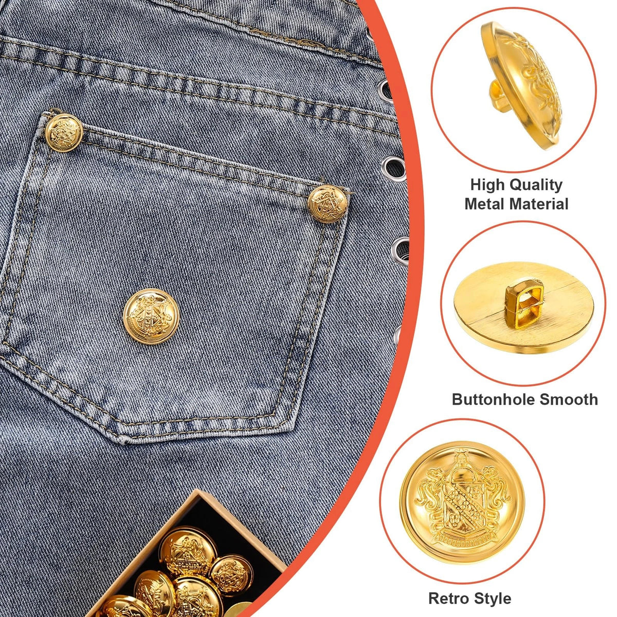 18pcs Gold Buttons for Blazer (Vintage Medium)