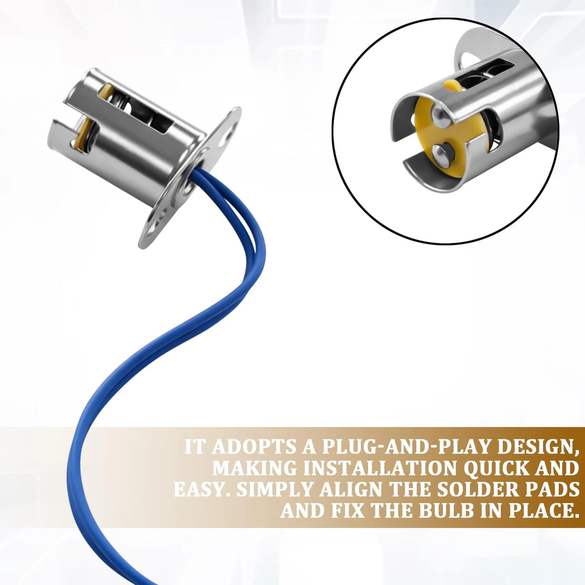 2X BAY15D 1157 LED Bulb Socket Adapter for Snap-in Car Light