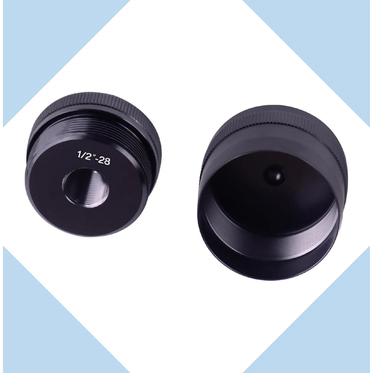 Set of 1/2-28 Aluminum End Caps for 6061 Aluminum Cell Cap Black
