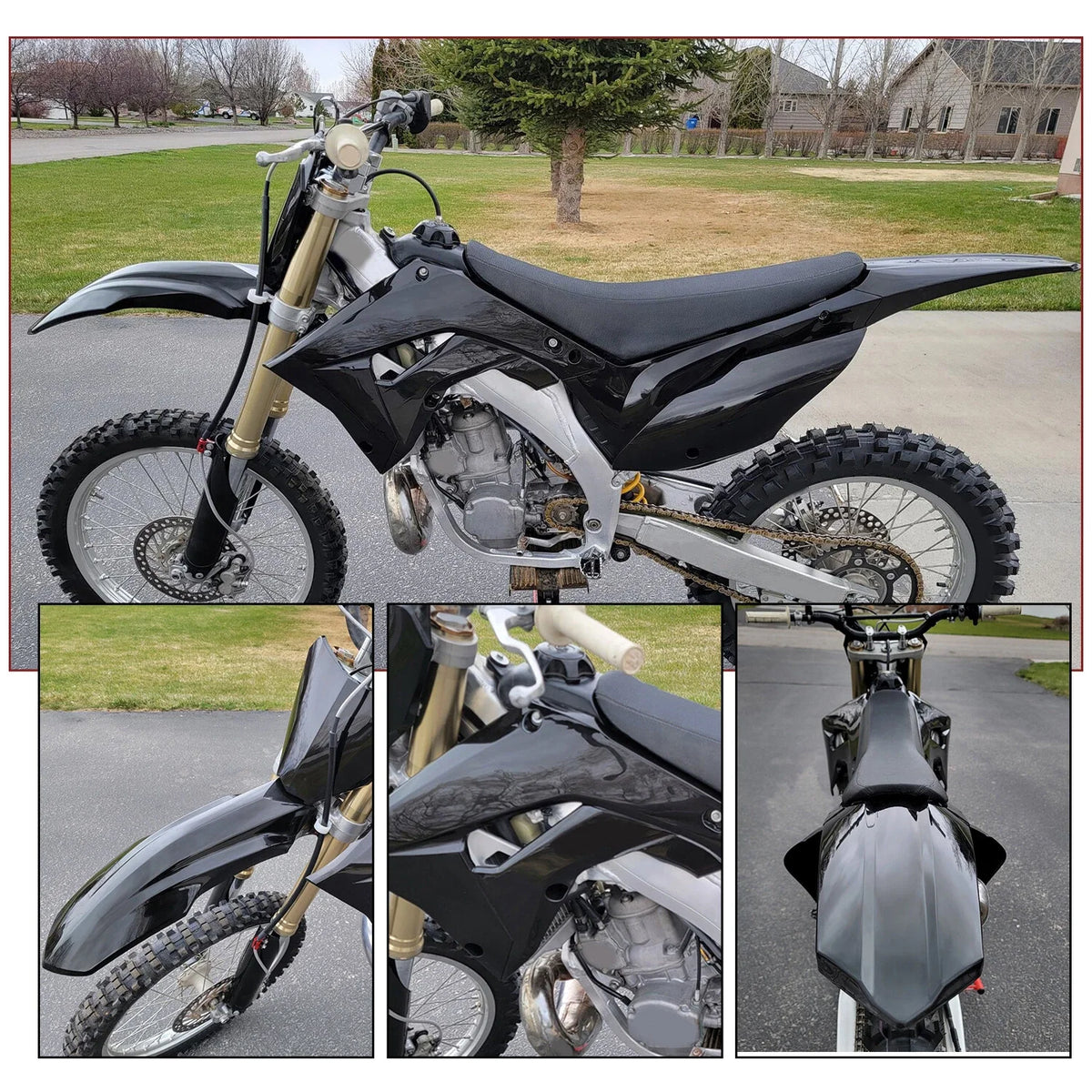 9Pcs Black Plastic Body Work Fairing Kit for Honda CR125R CR250R (2002–2007)