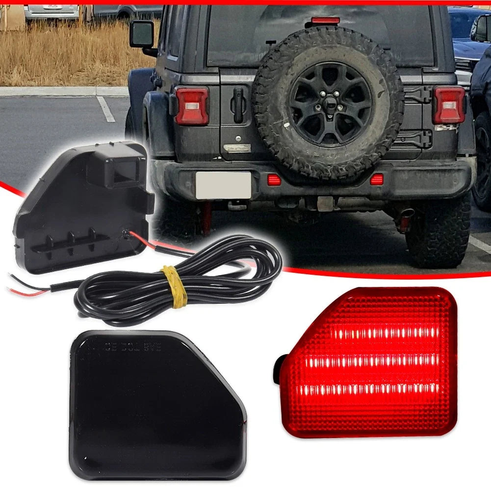 Smoked Lens Red LED Rear Bumper Reflector Light Kit for Jeep Wrangler JL (2018–2023)