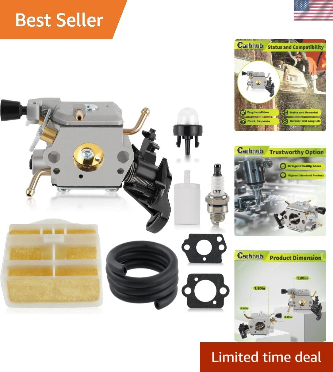 C1M-EL37B Carburetor Kit for Husqvarna 445 450 (2008–2019)