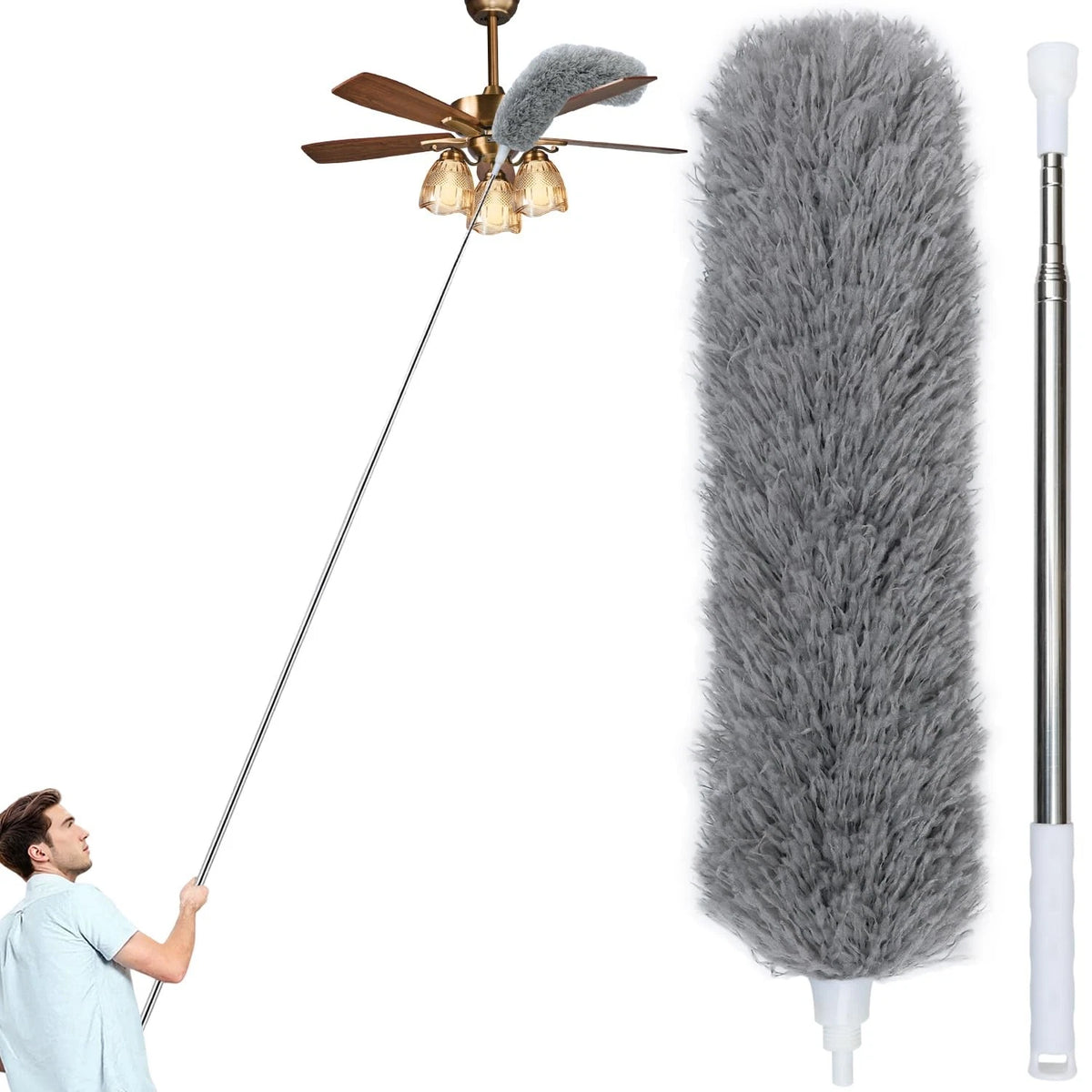 100" Extra-Long Microfiber Feather Duster for Home Cleaning (2023)