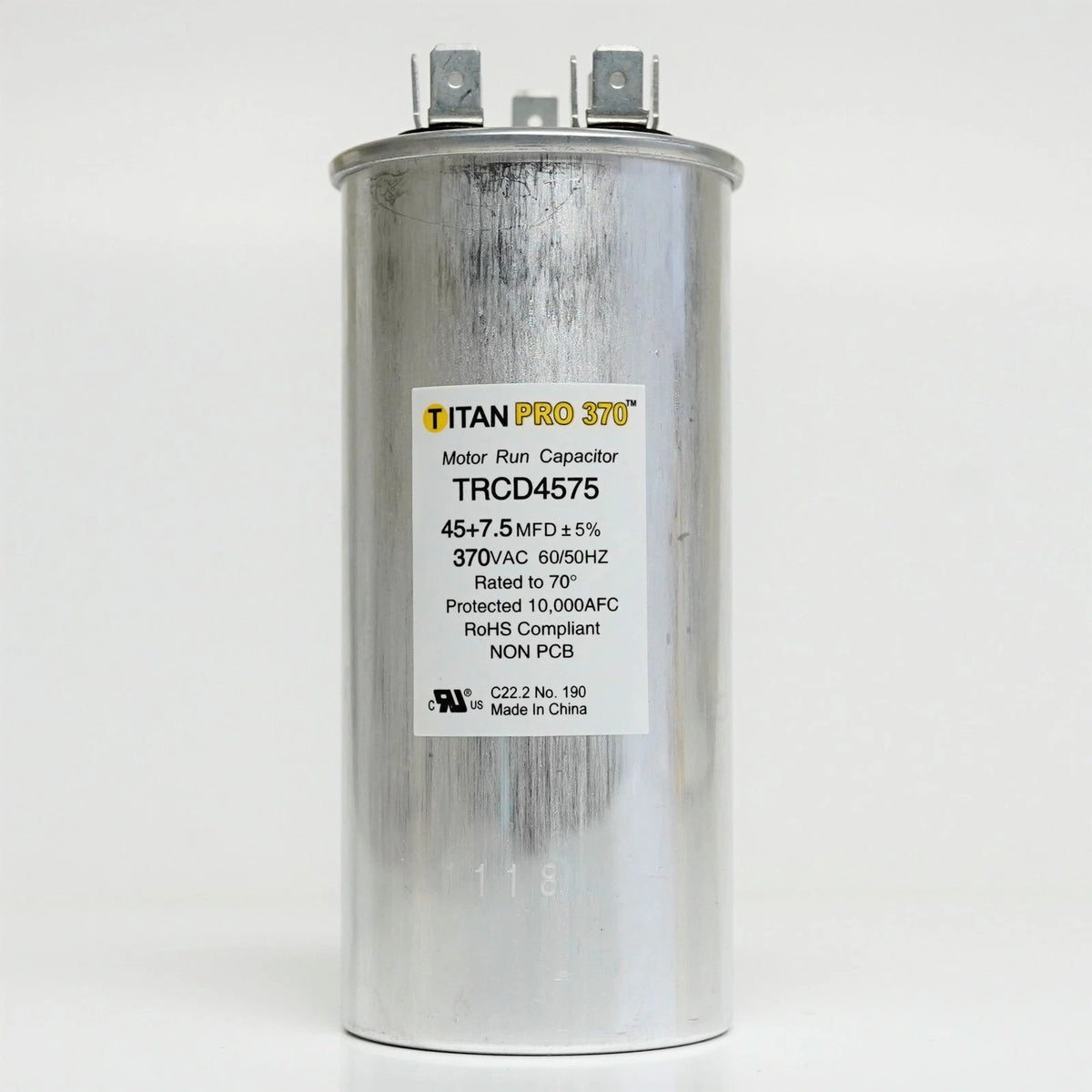 HVAC Round Dual Motor Run Capacitor for TitanPro TRCD4075 (40/7.5 MFD, 370V)