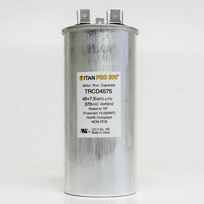 HVAC Round Dual Motor Run Capacitor for TitanPro TRCD4075 (40/7.5 MFD, 370V)