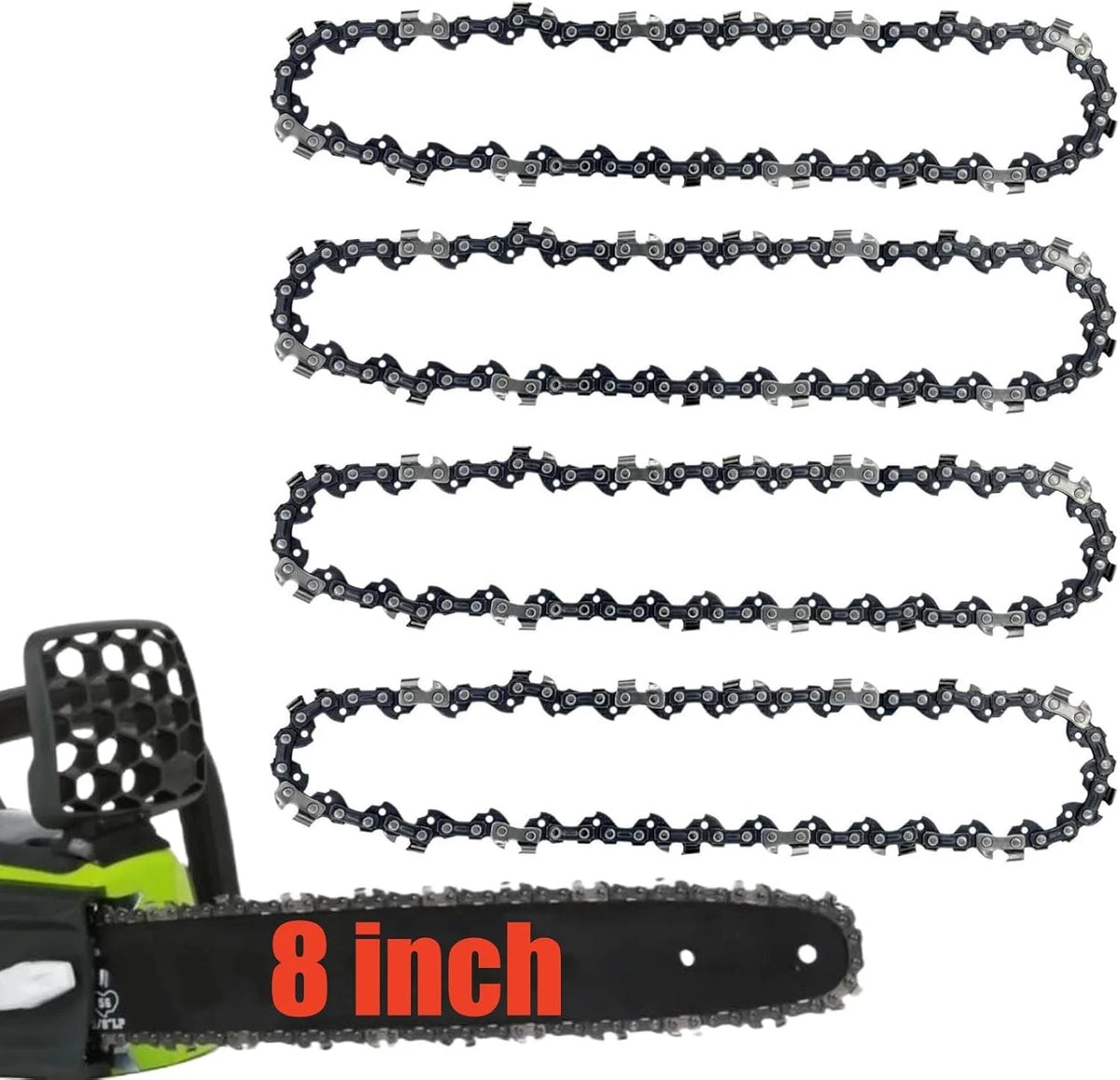 4Pcs 8 Inch Chainsaw Chain 3/8" LP Pitch .050" Gauge 33 Drive Links