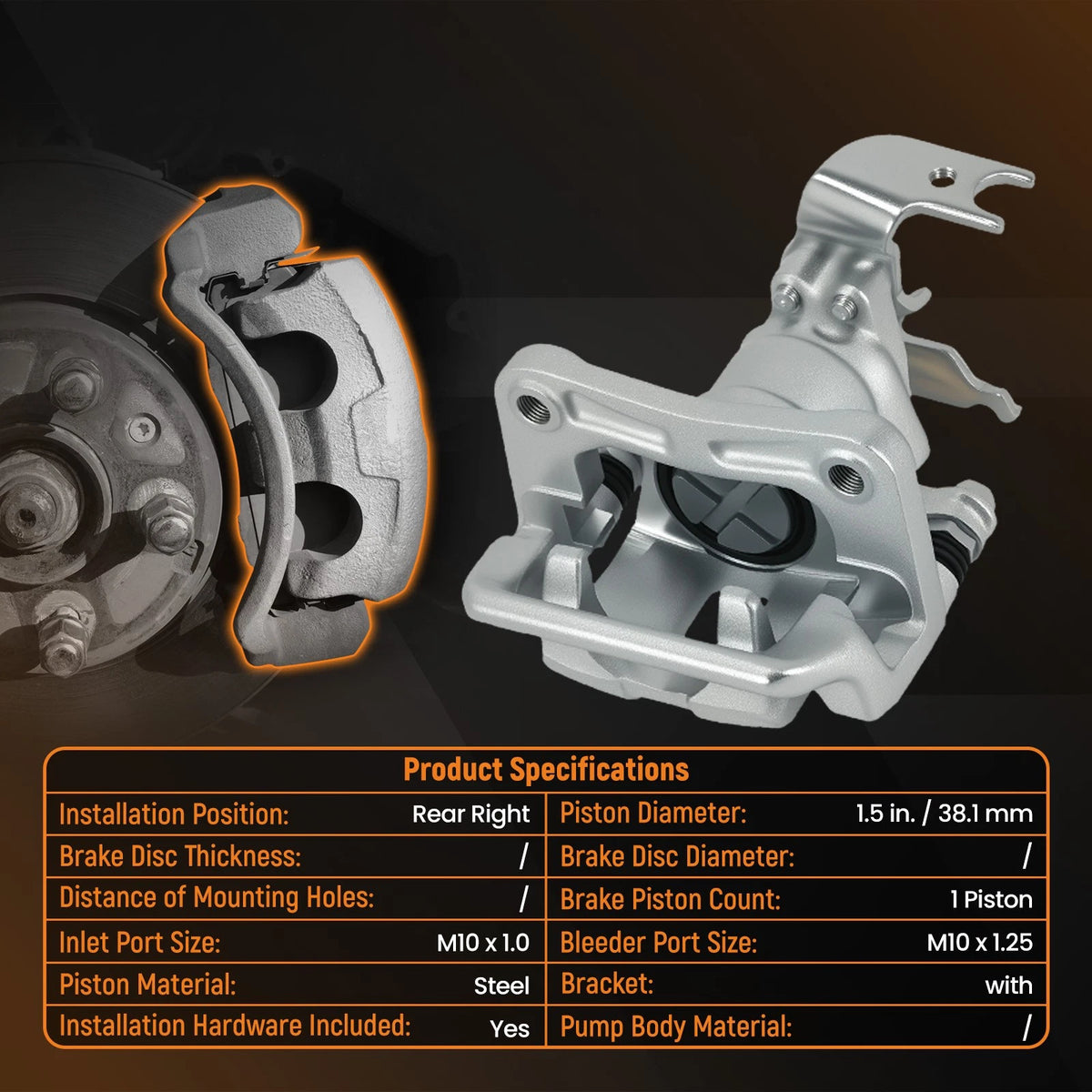 Rear Right Brake Caliper for Honda Accord (2013–2017) FRC12687, 19-B7096