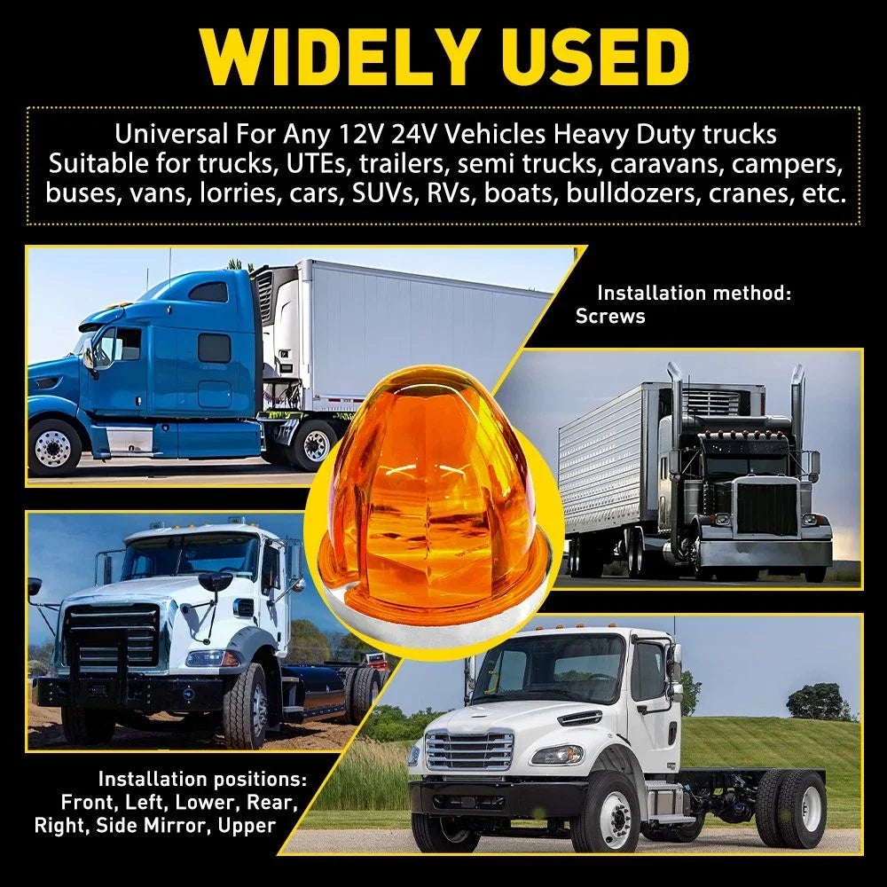 Set of 4 LED Amber Lamp for Semi Truck Trailer (12V–24V)