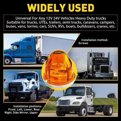 Set of 4 LED Amber Lamp for Semi Truck Trailer (12V–24V)