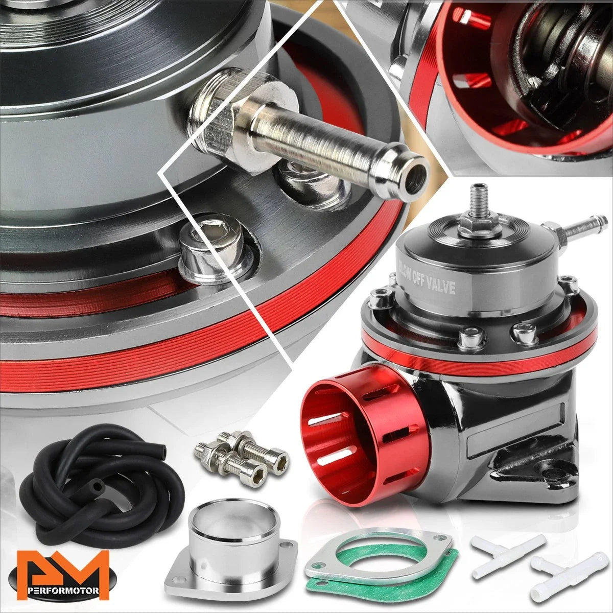 2X Universal Adjustable 2-Bolt Turbo Blow-Off Valve BOV Red