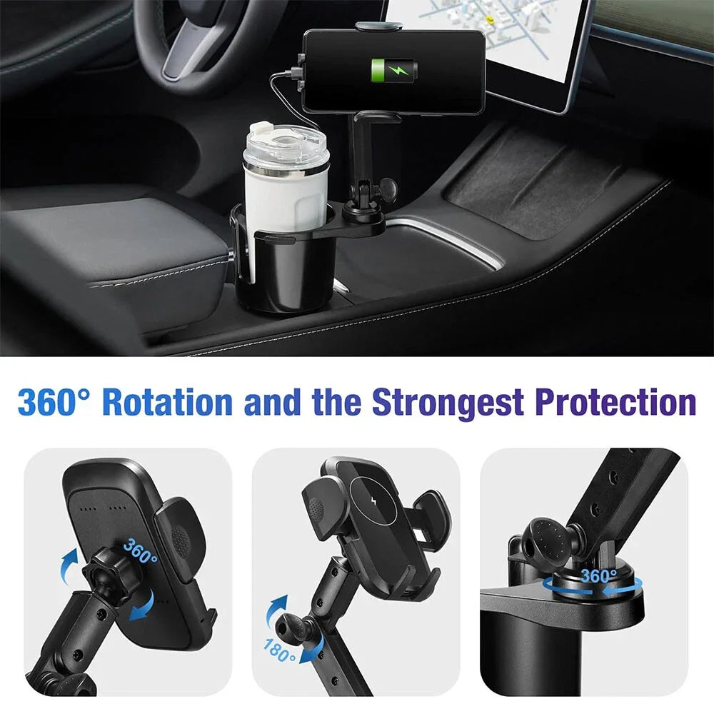 Wireless Charger Cup Holder 15W for Ford Escape (2017–2020)
