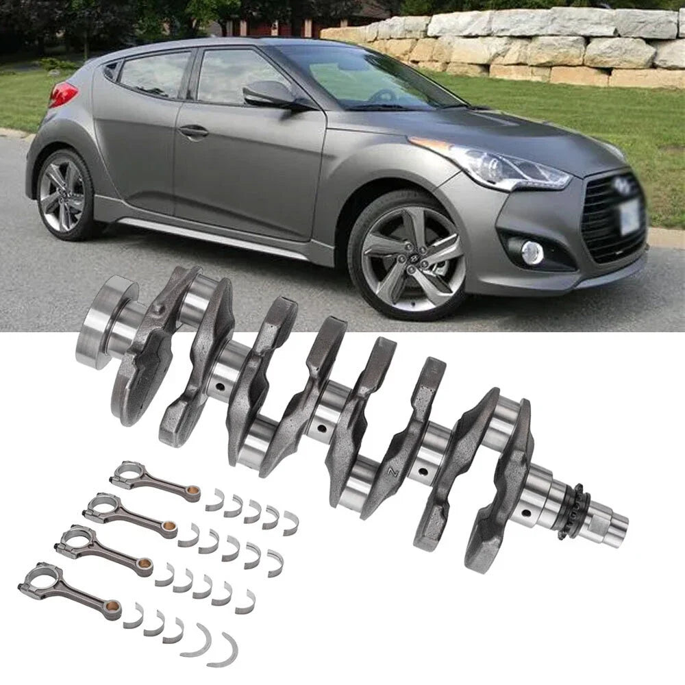 Crankshaft Assembly + Connecting Rod + Bearings Kit for Hyundai Kia 1.6L Turbo