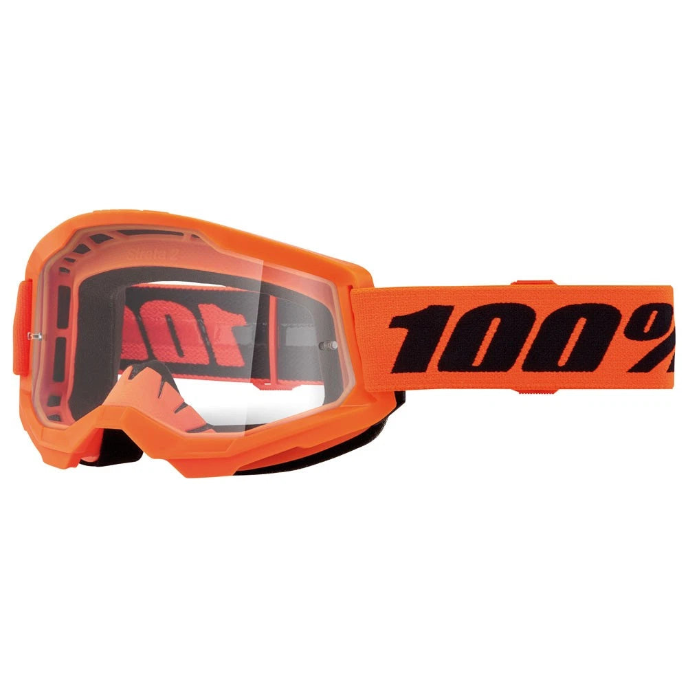 100% Strata 2 Goggle for Neon Orange Frame/Clear Lens (50027-00015)