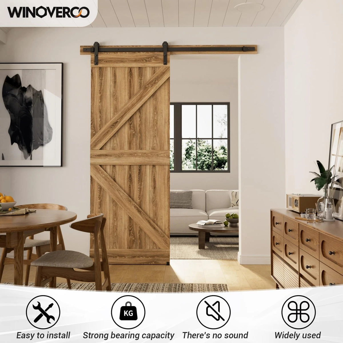 Sliding Barn Door Hardware Kit 79.2”/6.6FT, Black