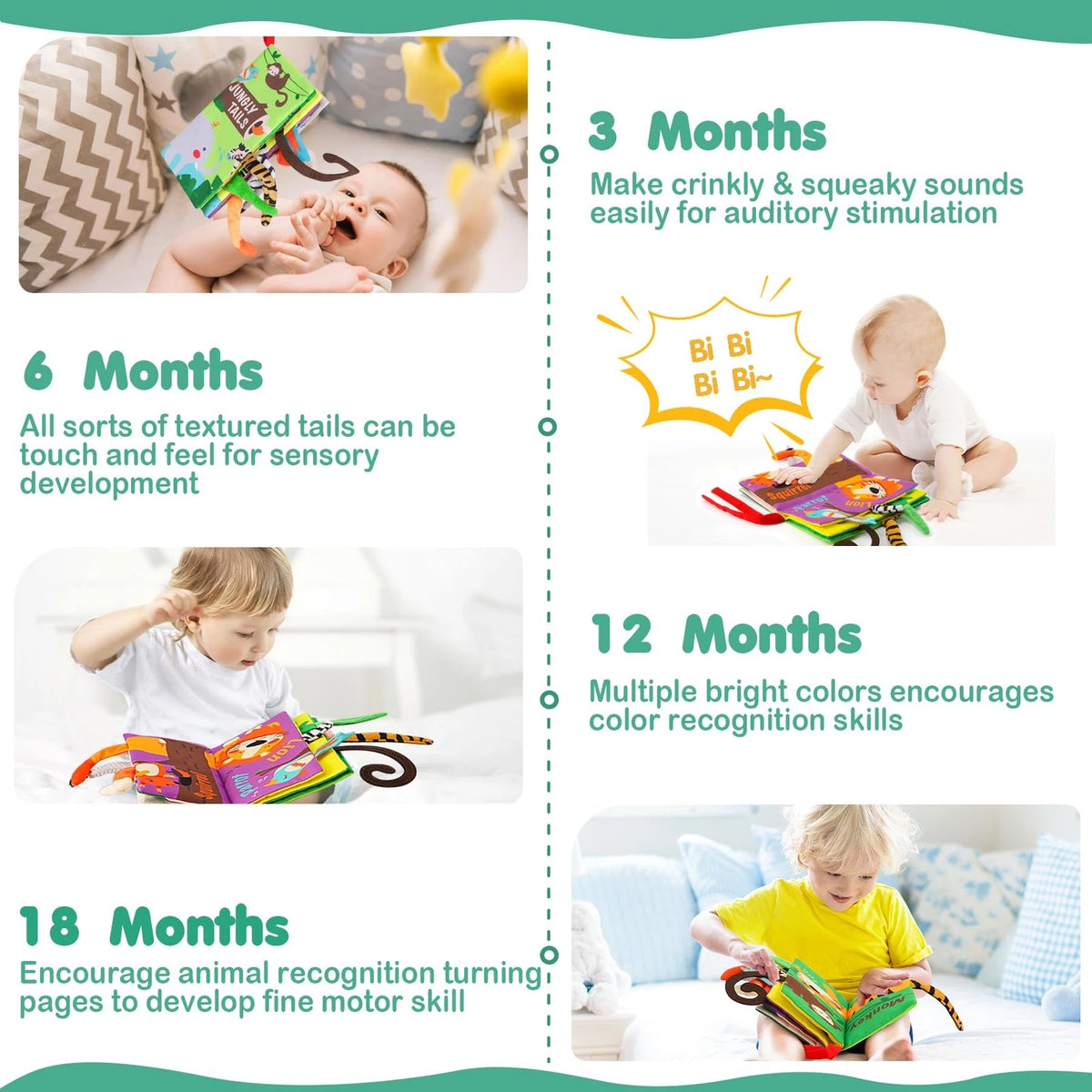 Touch and Feel Crinkle Cloth Book for Baby (Medium, Multicolor)