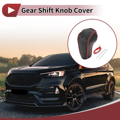 1Pc Gear Shift Knob Cover for Ford Edge (2011–2014) Red Faux Leather
