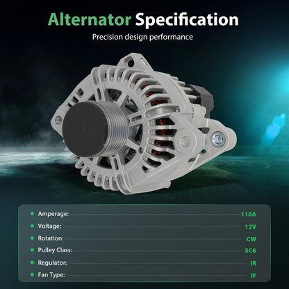 Alternator with 6-Groove Clutch Pulley for Hyundai Sonata (2011–2014)