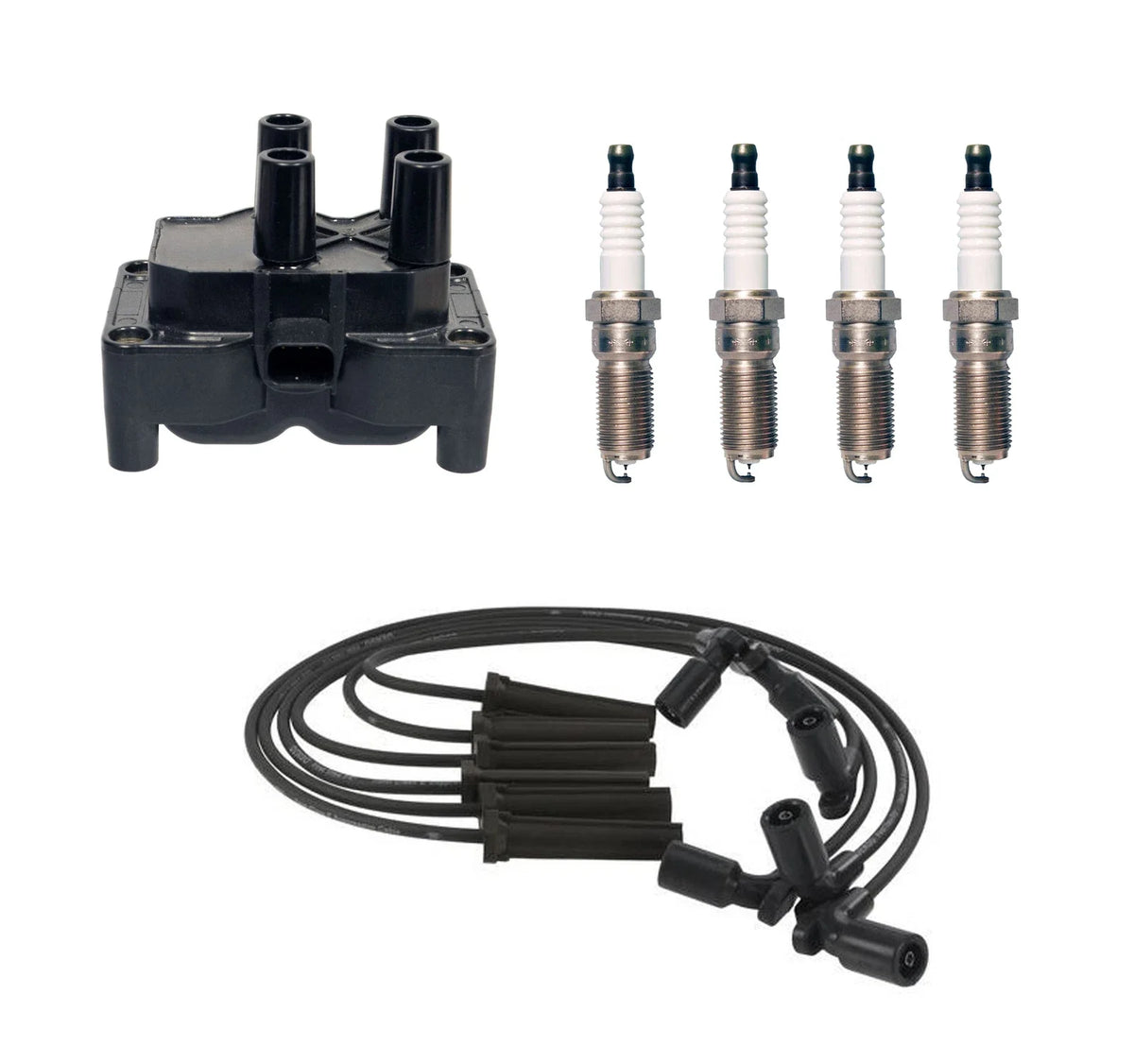 Denso Ignition Coil & Wire Set with 4 Iridium TT Spark Plugs for Ford 1.6L L4