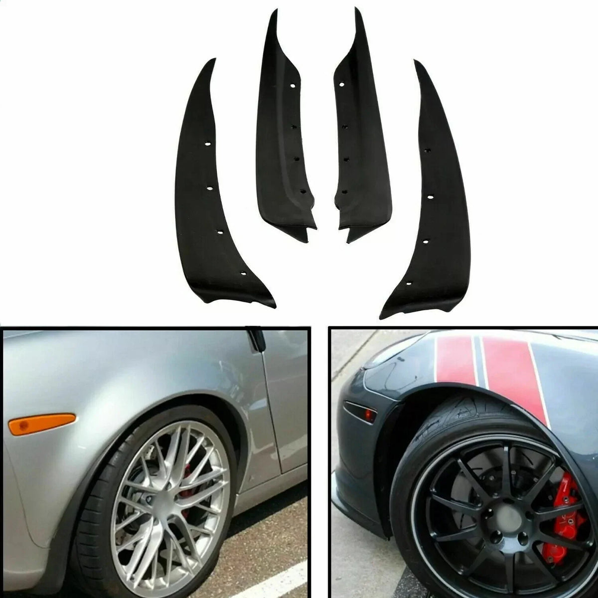 Set of 4 Molded Mud Flap Splash Guards for C6 Corvette (2005–2013) 19170234