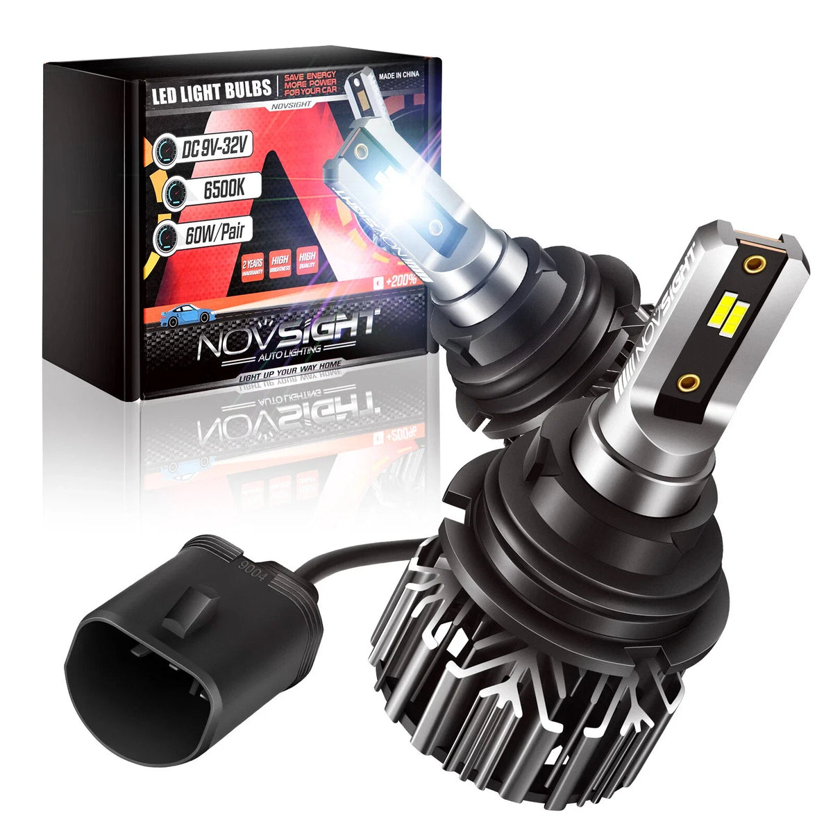 2X NOVSIGHT 9007 HB5 LED Headlight Bulbs Conversion Kit 6500K for