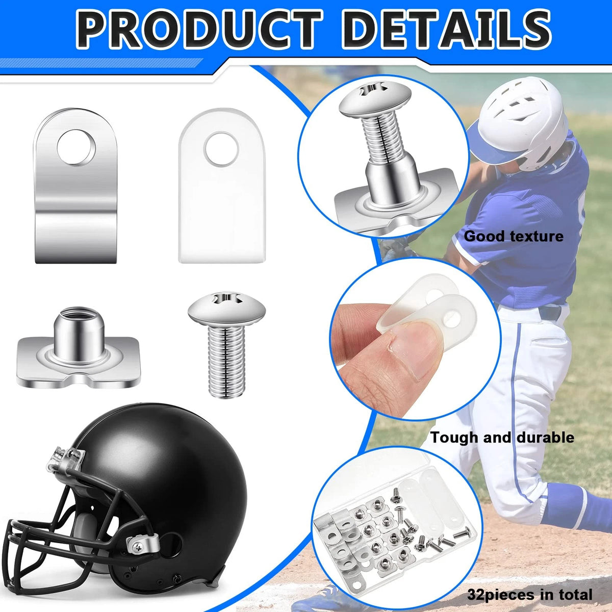 32 Pcs Football Helmet Repair Kit for