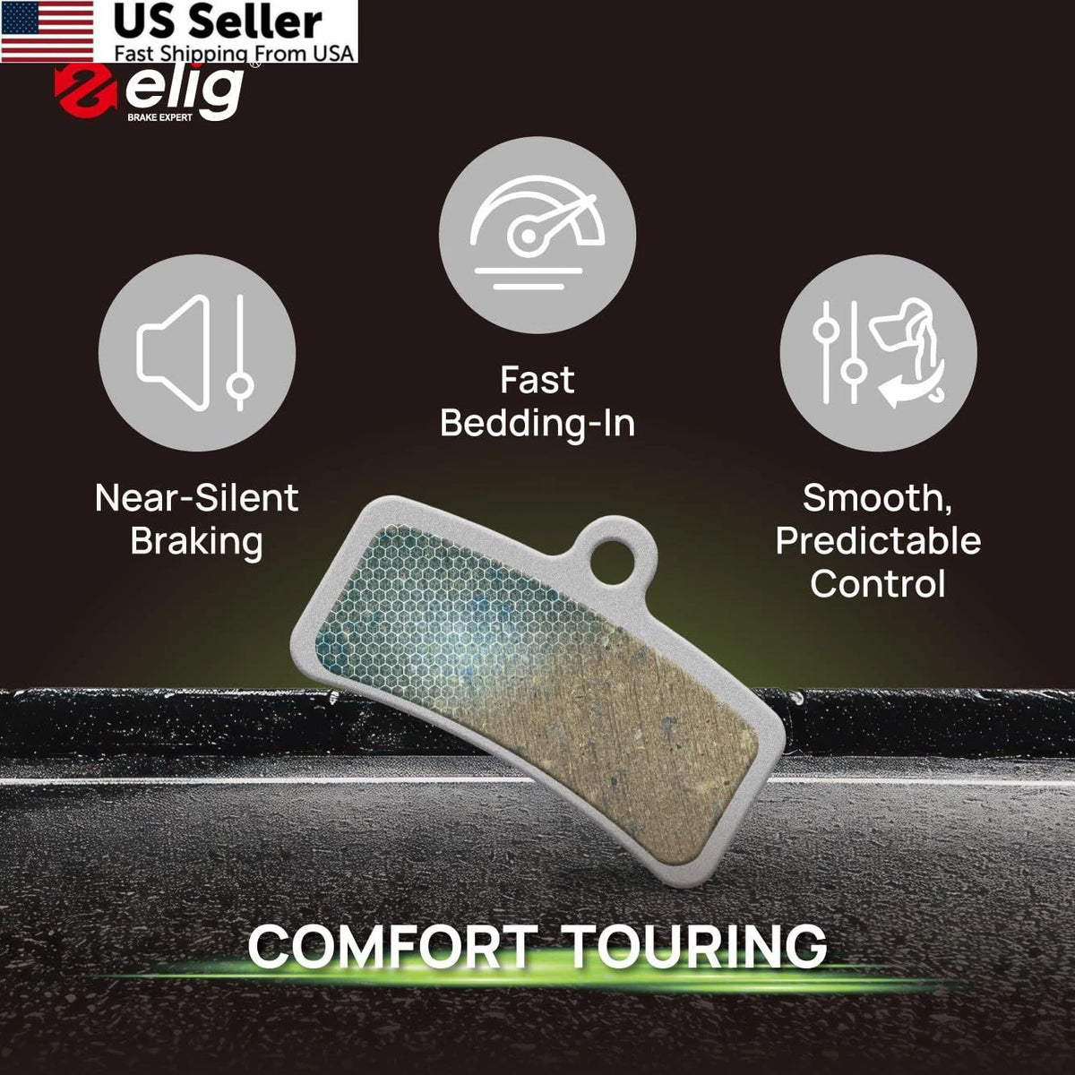 Disc Brake Pads for ELIG Bike (24.3 x 39.4 x 4.0 mm, Matte Silver)