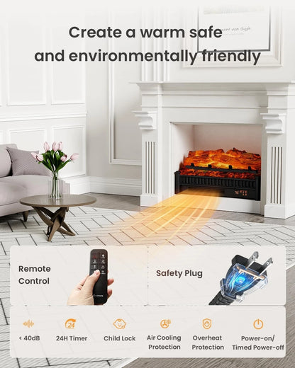 Electric Fireplace Heater for AIRMATE 1500W (22In, Black)