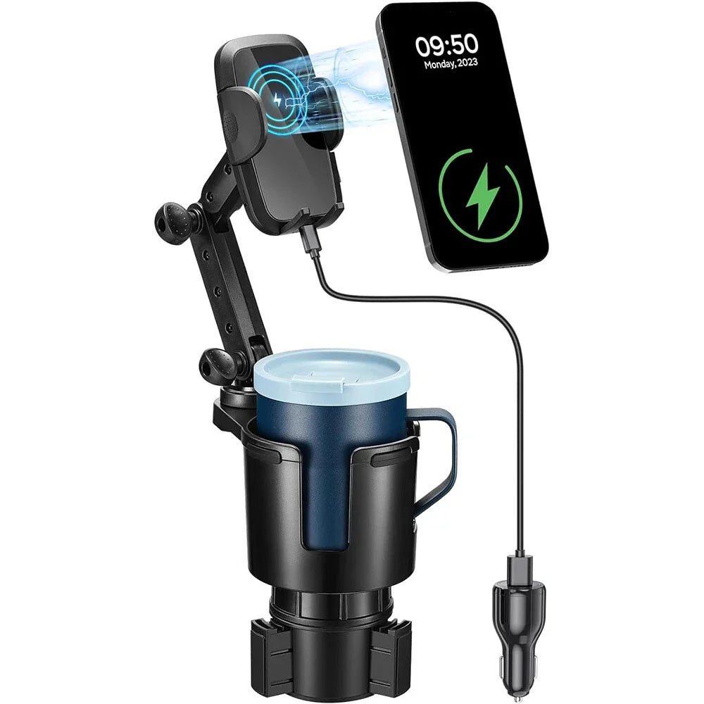 3-in-1 360° Wireless Car Charger Cup Holder Adapter for All Makes (2020–2024)