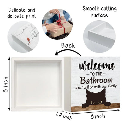 Welcome to The Funny Farmhouse Bathroom Decor 5x5 Inches