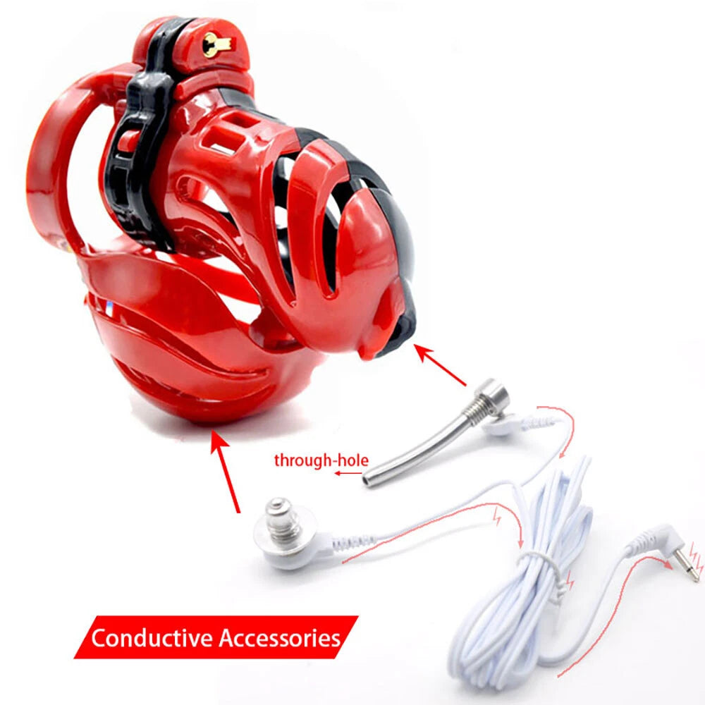 Male Electric Chastity Device with Shock Locking Belt for Men