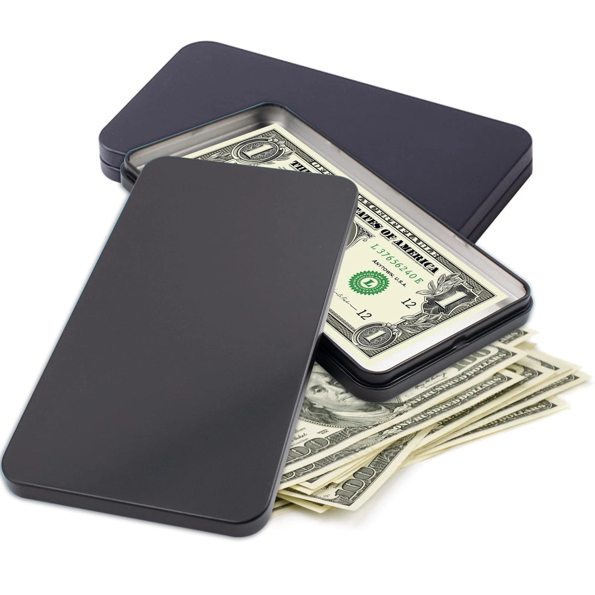 2X Black Metal Cash Box for Various Applications (6.7 x 3.54 x 0.6 inches)