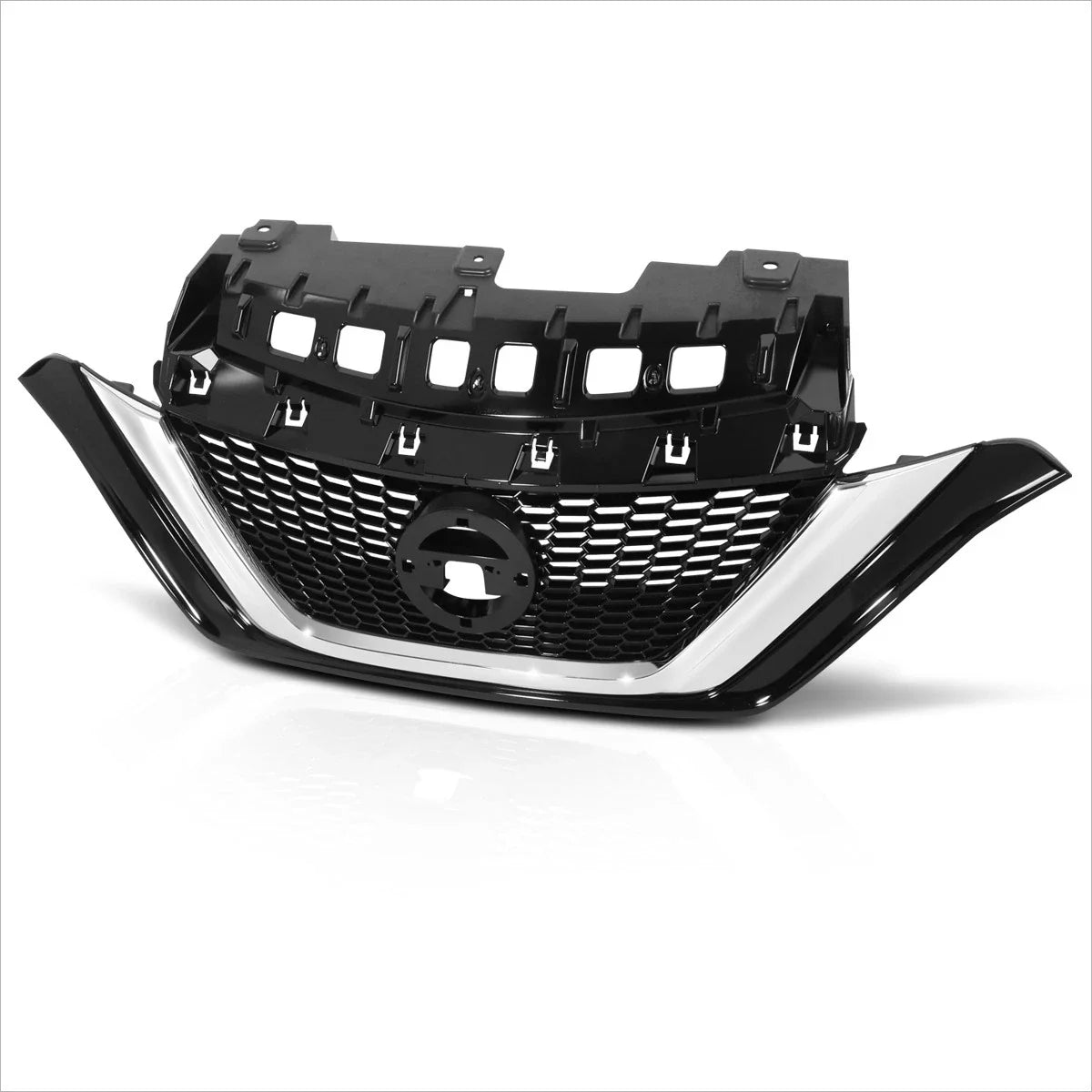 Honeycomb Mesh Grille for Nissan Versa Note (2017–2019) w/Badge Slot, Chrome Moulding