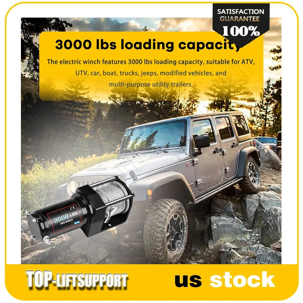 3000LBS Electric Winch for Truck Trailer Off-Road 4WD
