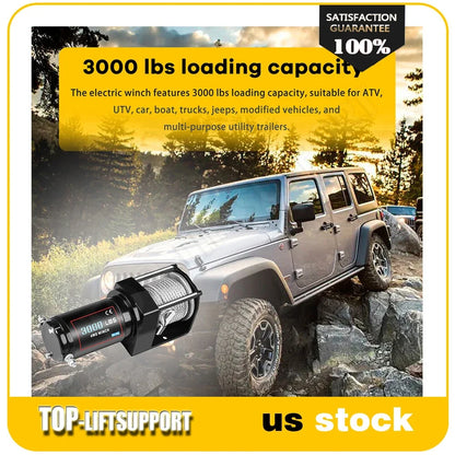 3000LBS Electric Winch for Truck Trailer Off-Road 4WD