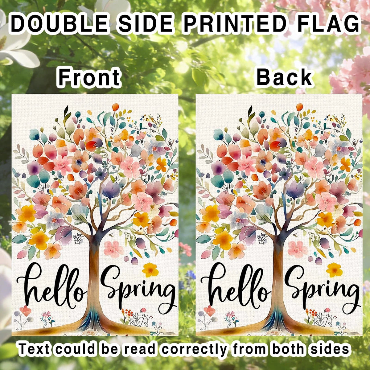 Hello Spring Garden Flag 12x18 Inch Double Sided Outdoor Decor